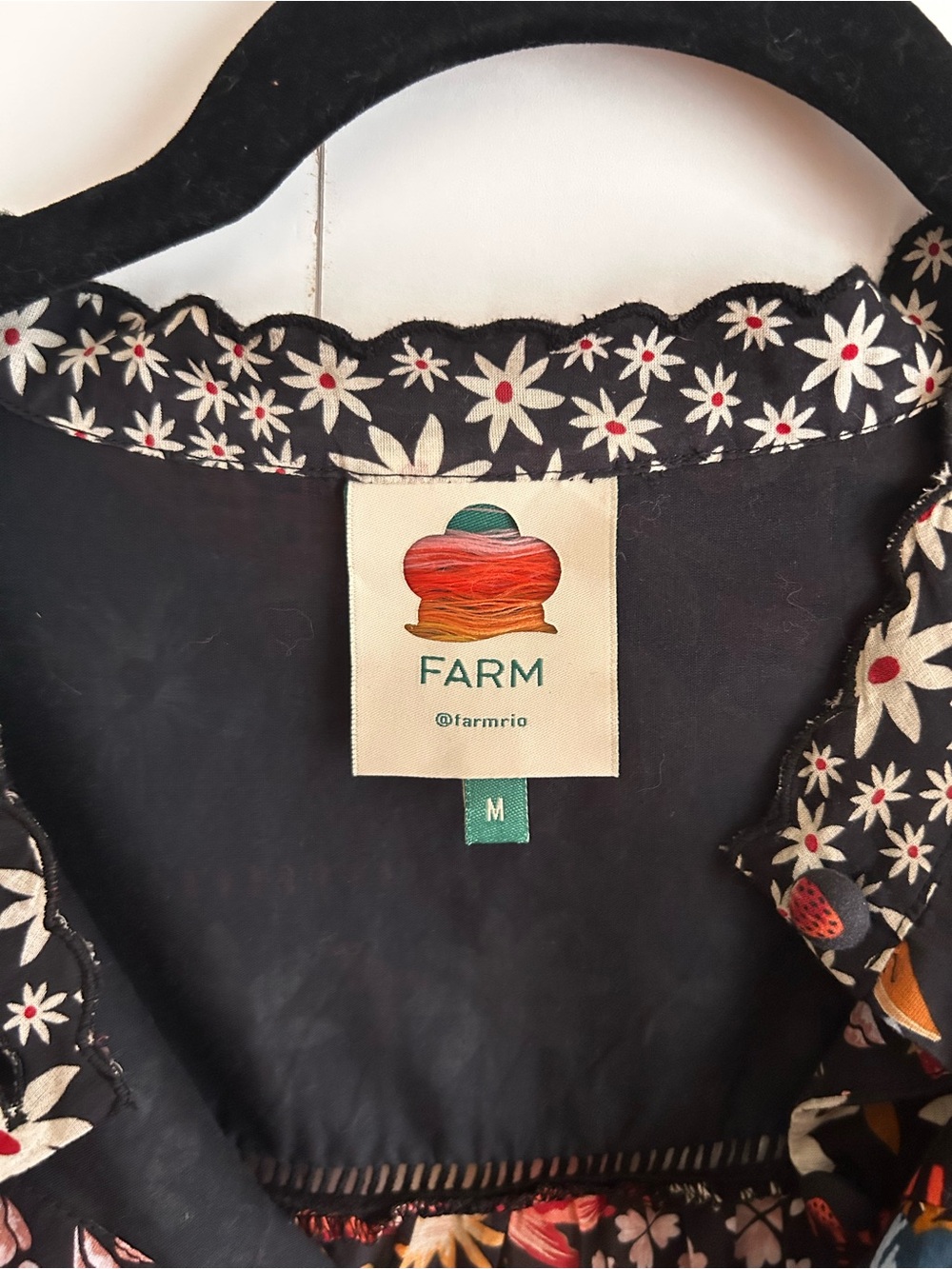 FARM Rio Black Multicolor Floral Peasant Blouse - Picture 3 of 5